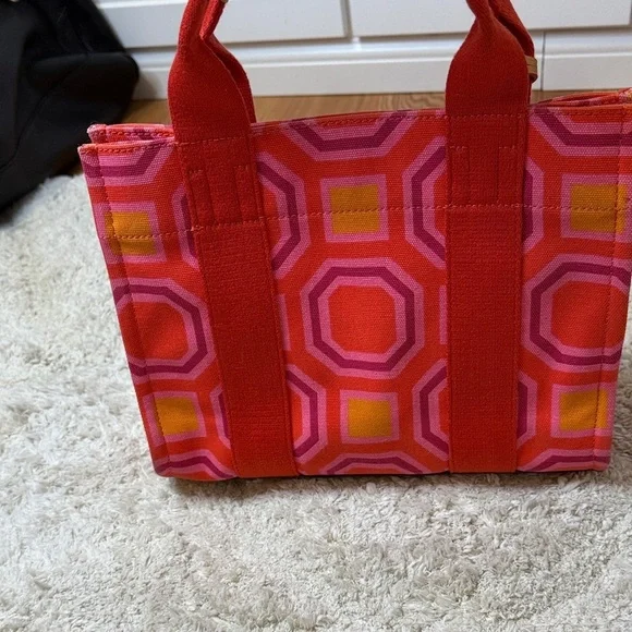 Tory Burch 🛑 Octagon Mini Pink and Red Tote - Picture 5 of 9